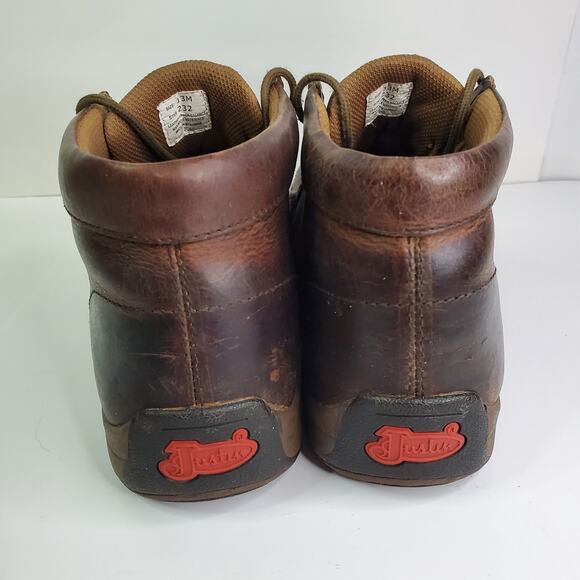 Justin Boots Cappie Chukka Men’s 13M Work Shoes 232 Brown Leather Lace Up - Picture 6 of 8